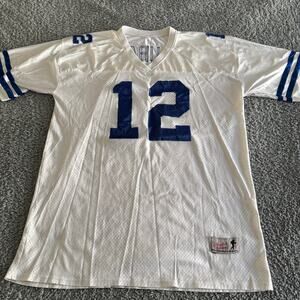 Vintage Roger Staubach NY Sports Dallas Cowboys White Mens #12 White Jersey XXL